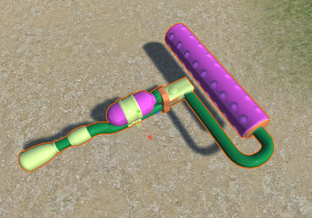 Rendered 3D model of a colorful Splat Roller prop